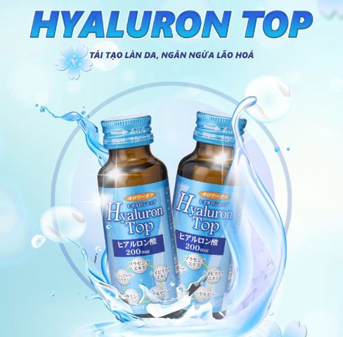 Nước Uống Làm Đẹp Da Hyaluron Top Shinnippai - Cấp Nước, Tăng Độ Ẩm, Ngăn Ngừa Nếp Nhăn (Hộp 10 Chai 50ml)