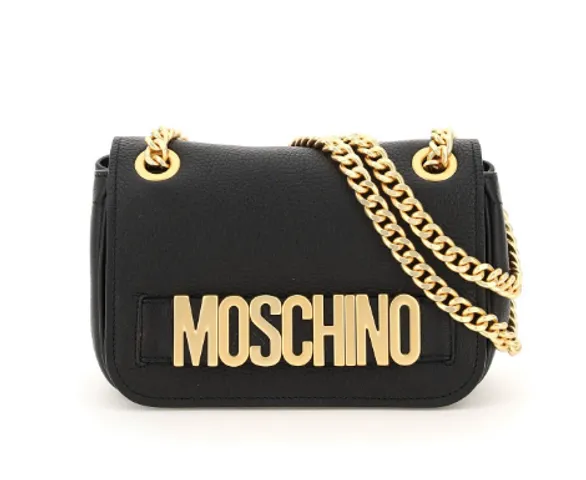 Túi da nữ Moschino leather bag with logo màu đen
