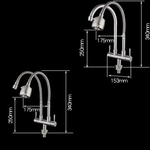 Vòi Rửa Chén Tăng Áp 2 Đầu Lạnh HOBBY Home Decor LX2D - Inox 304 Chất Lượng Cao, Thiết Kế Đẹp, Phun Nước Mạnh Mẽ, Phù Hợp Đa Số Chậu Rửa