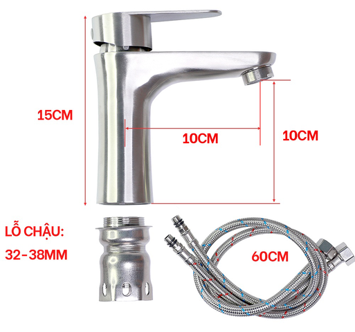 Vòi Lavabo Nóng Lạnh Hobby VRM2 Inox 304 Chống Gỉ - Thiết Kế Tiết Kiệm Nước, Dễ Sử Dụng Cho Bồn Rửa Mặt