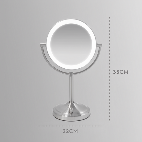 Gương Trang Điểm 2 Mặt HoMedics Kèm Đèn LED MIR-8150-EU - Gương Chân Thật 16.7cm, Thiết Kế Xoay 360 Độ, Phù Hợp Làm Đẹp và Trang Trí Nhà Ở