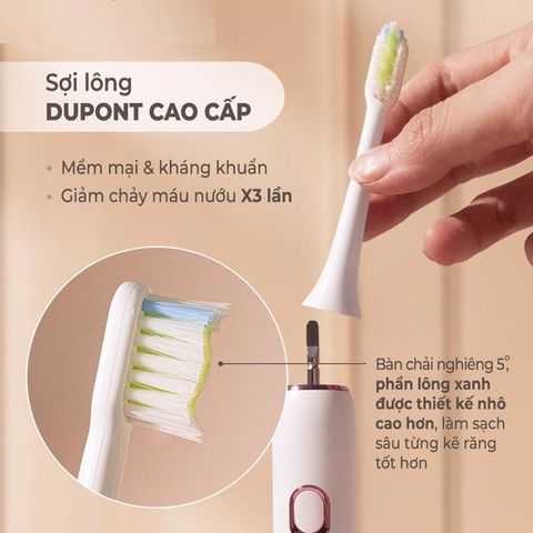 Bàn Chải Điện Halio Sonic SmartClean - Bảo Hành 1 Năm, Công Nghệ Sóng Âm, 4 Chế Độ Làm Sạch, Tiện Dụng Cho Trẻ Em Và Người Lớn