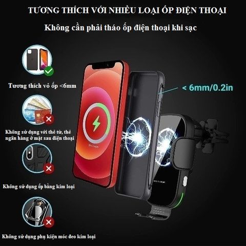 Bộ Sạc Không Dây Trên Ô Tô 15W ZicBee MGA041 - Sạc Nhanh Qi Tương Thích Mọi Điện Thoại, Thiết Kế Thông Minh, Bảo Vệ An Toàn