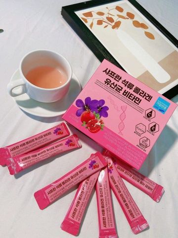 Bột collagen lựu đỏ nhụy hoa nghệ tây Saffron Bio Cell Hàn Quốc