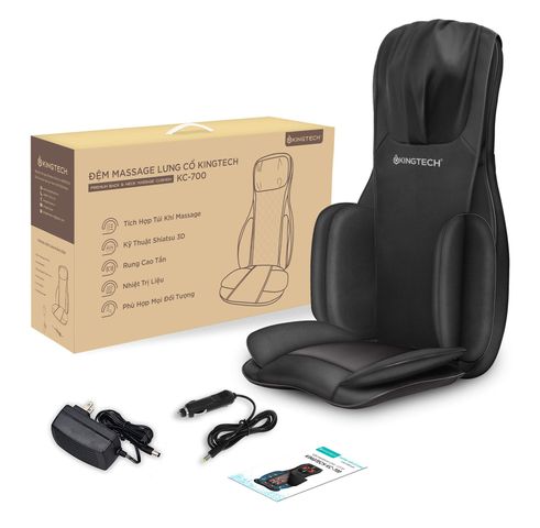 Đệm Ghế Massage Lưng Cổ Kingtech KC-700 - Công Nghệ Shiatsu 3D Đa Điểm, Thiết Kế Công Thái Học, Giảm Đau Mỏi Hiệu Quả