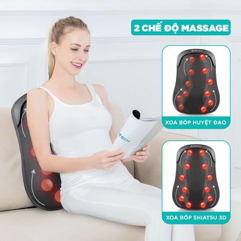 Đệm Massage Lưng Kingtech KC-300 - 12 Đầu Massage Shiatsu Có Hẹn Giờ, Nhiệt Hồng Ngoại, Thiết Kế Hiện Đại, Thoáng Khí