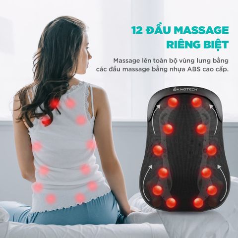 Đệm Massage Lưng Kingtech KC-300 - 12 Đầu Massage Shiatsu Có Hẹn Giờ, Nhiệt Hồng Ngoại, Thiết Kế Hiện Đại, Thoáng Khí