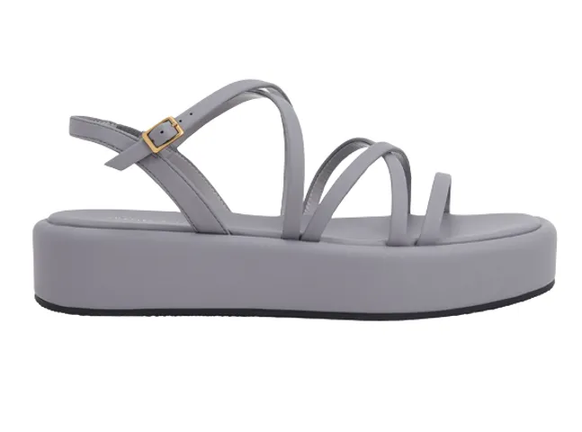 Dép sandal Charles & Keith Strappy Padded Flatforms CK1-80380069 Grey
