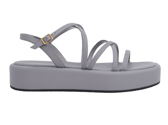 Dép sandal Charles & Keith Strappy Padded Flatforms CK1-80380069 Grey