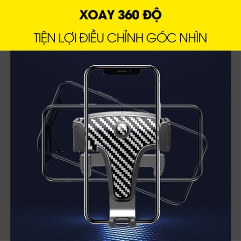 Giá Đỡ Điện Thoại Ô Tô Xoay 360 Độ Gắn Khe Gió - Vân Cacbon Sang Trọng, Chất Liệu Nhựa ABS Cao Cấp