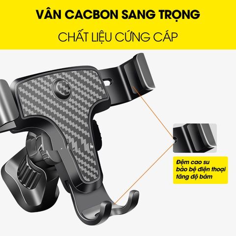 Giá Đỡ Điện Thoại Ô Tô Xoay 360 Độ Gắn Khe Gió - Vân Cacbon Sang Trọng, Chất Liệu Nhựa ABS Cao Cấp