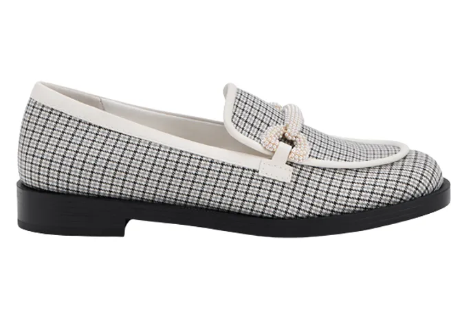 Giày lười Charles & Keith Checkered Beaded Strap Loafers CK1-70900444 Multi