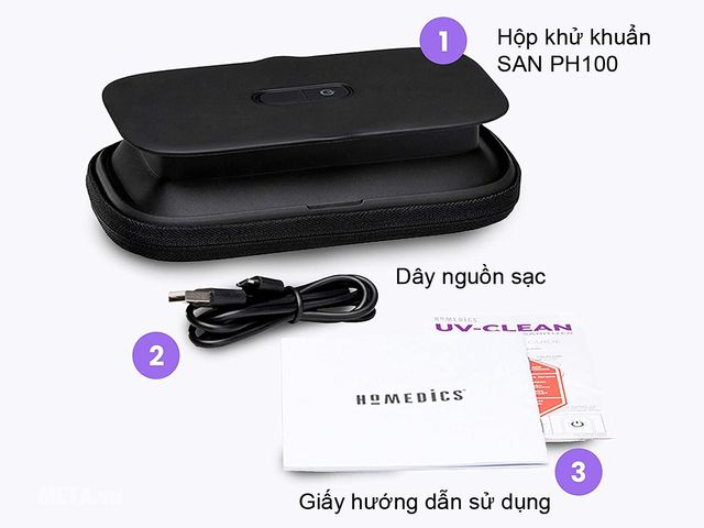 Hộp Khử Khuẩn Điện Thoại HoMedics SAN-PH100 - Công Nghệ Tia UV-C Diệt 99,9% Vi Khuẩn, Thiết Kế Gọn Nhẹ, Dùng Đến 70 Lần