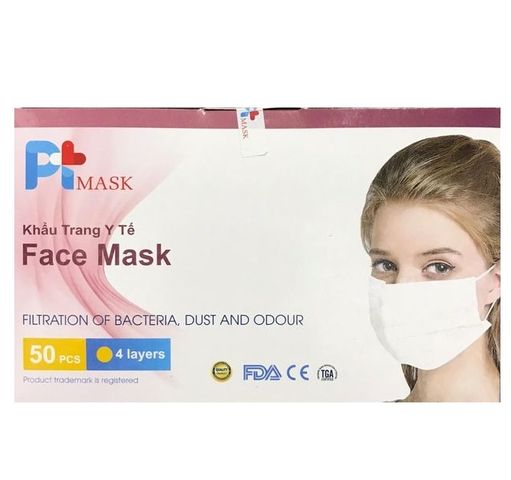 Khẩu Trang Y Tế PTMask 4 Lớp-Màu Trắng-Hộp 50 Cái