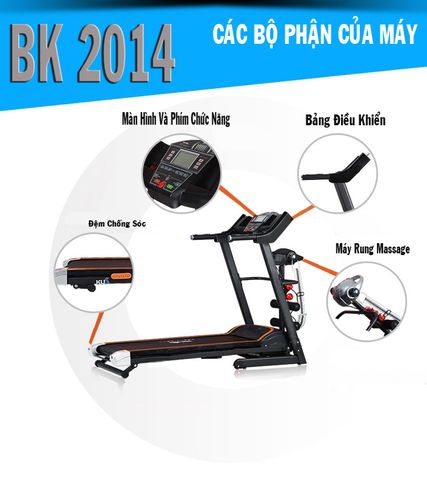 Máy Chạy Bộ Điện Đa Năng Kingsport BK-2014 - Hệ Thống Massage & Tập Bụng Tại Nhà, Giúp Tăng Cường Sức Khỏe, Chạy Bộ, Đi Bộ, Gập Bụng