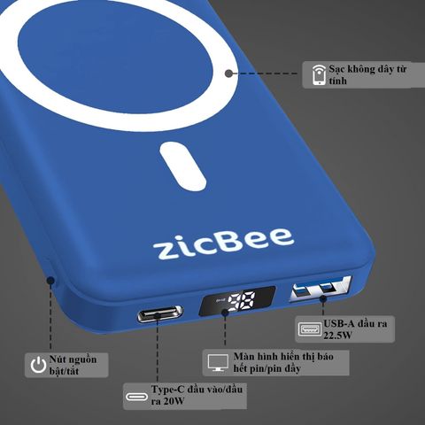 Sạc Dự Phòng Không Dây MagSafe 10000mAh MGA181 - Sạc Nhanh 22.5W, USB-C, Thiết Kế Nhỏ Gọn, Tích Hợp Chip AI Bảo Vệ