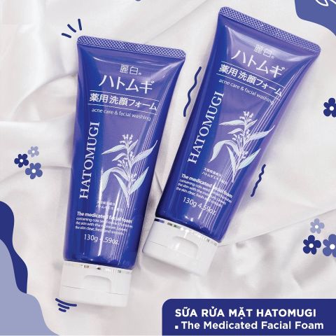 Sữa Rửa Mặt Hatomugi The Medicated Facial Foam 130g - Ngừa Mụn, Cấp Ẩm, Dành Cho Da Dầu - Chiết Xuất Hạt Ý Dĩ Từ Nhật Bản
