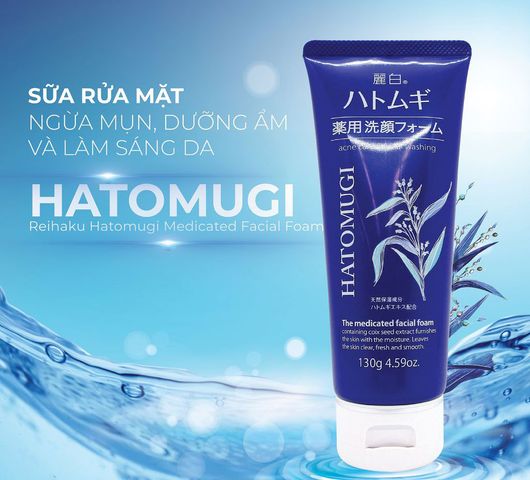 Sữa Rửa Mặt Hatomugi The Medicated Facial Foam 130g - Ngừa Mụn, Cấp Ẩm, Dành Cho Da Dầu - Chiết Xuất Hạt Ý Dĩ Từ Nhật Bản