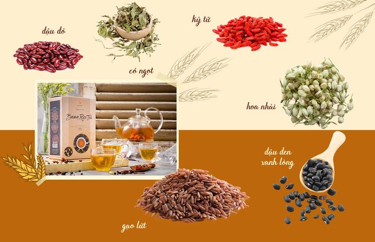 Trà Gạo Lứt Tự Nhiên Quê Việt - Hỗ Trợ Giảm Cân, Thanh Lọc Cơ Thể, Thảo Mộc Tự Nhiên Từ 6 Thành Phần Bổ Dưỡng