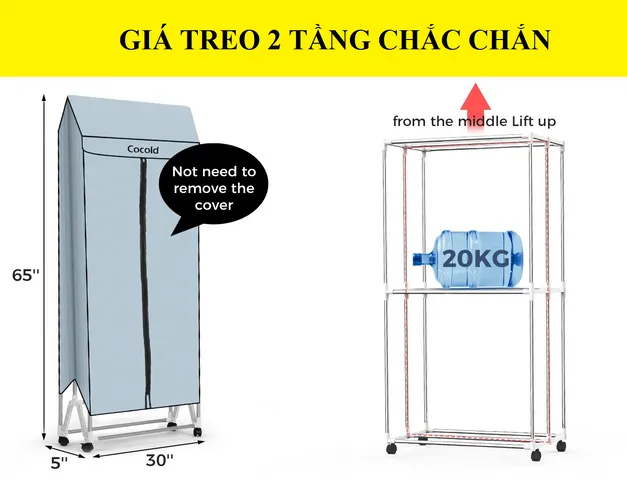 Tủ Sấy Quần Áo 2 Tầng Philiger PLG-7180 - Điều Khiển Từ Xa, Công Nghệ PTC, Sấy Khô Nhanh, Tiện Lợi Cho Gia Đình