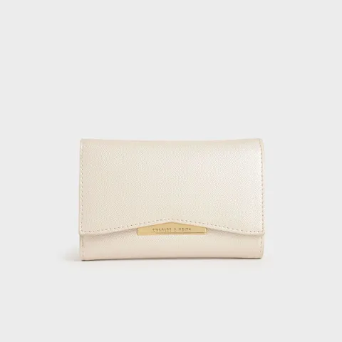 Ví Charles & Keith Metallic Accent Short Wallet CK6-10770221 Pearl