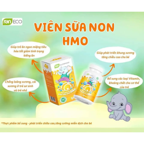 Viên sữa non HMO Faneco Hộp 50 Viên - Hỗ Trợ Tăng Cường Đề Kháng và Phát Triển Toàn Diện Cho Trẻ Em