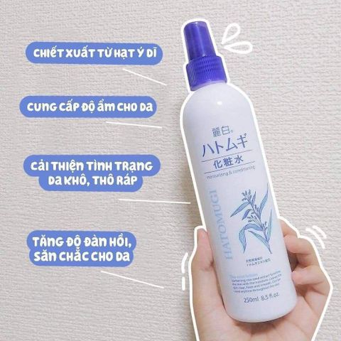 Xịt Khoáng Dưỡng Ẩm Hatomugi 250ml - Làm Sáng Da, Chiết Xuất Hạt Ý Dĩ Thích Hợp Mọi Loại Da, An Toàn, Dịu Nhẹ, Cung Cấp Ẩm Mềm Mịn