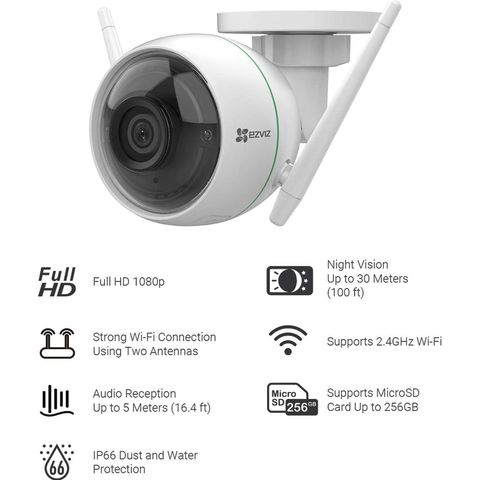 Camera Ngoài Trời Wifi Ezviz C3WN - Chuẩn IP66, Full HD, Tầm Nhìn Đêm 30m, Tính Năng Chống Trộm & Phát Hiện Chuyển Động