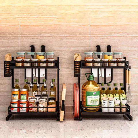 Kệ Gia Vị Đa Năng 2 Tầng E144 Cao Cấp - Thiết Kế Thông Minh, Bền Bỉ, Sắp Xếp Dụng Cụ Bếp Gọn Gàng, Chất Liệu Hợp Kim Thép Chống Gỉ