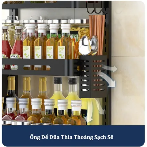 Kệ Gia Vị Đa Năng 2 Tầng E144 Cao Cấp - Thiết Kế Thông Minh, Bền Bỉ, Sắp Xếp Dụng Cụ Bếp Gọn Gàng, Chất Liệu Hợp Kim Thép Chống Gỉ