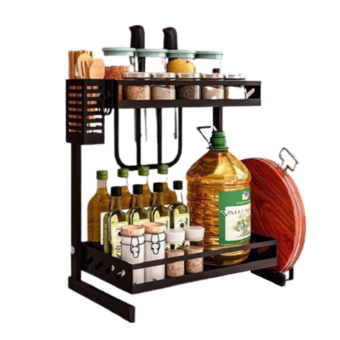 Kệ Gia Vị Đa Năng 2 Tầng E144 Cao Cấp - Thiết Kế Thông Minh, Bền Bỉ, Sắp Xếp Dụng Cụ Bếp Gọn Gàng, Chất Liệu Hợp Kim Thép Chống Gỉ