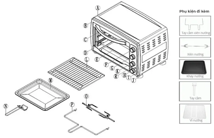 Lò Nướng Đối Lưu Philiger PLG-6036 - 5 Chế Độ Nướng, Dung Tích 36 Lít, Công Suất 1400W, Nướng Đều Thực Phẩm, Tiết Kiệm Thời Gian