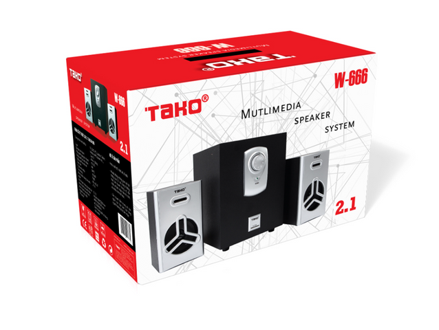 Loa máy tính 2.1 Tako W-666 - Âm thanh chất lượng, thiết kế hiện đại, công suất lớn cho nghe nhạc, chơi game, xem phim.