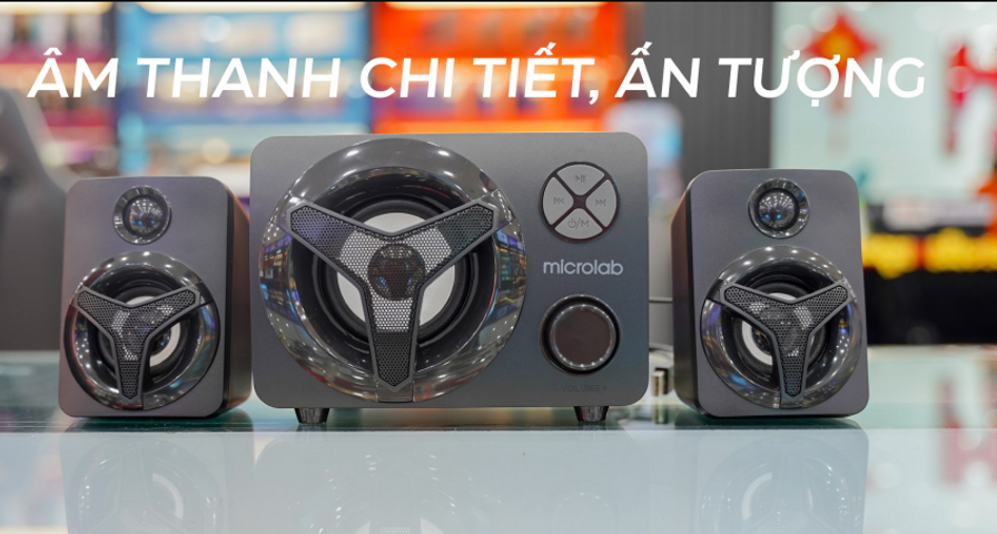 Loa Máy Tính Laptop 2.1 Microlab U210 - Bluetooth, LED RGB, Âm Thanh Sống Động, Loa Siêu Trầm 11W, Thiết Kế Nhỏ Gọn, Phụ Kiện Chính Hãng