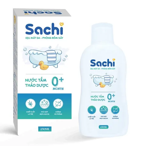 Nước tắm Sachi hỗ trợ làm dịu mát da, phòng rôm sảy cho bé 0M+
