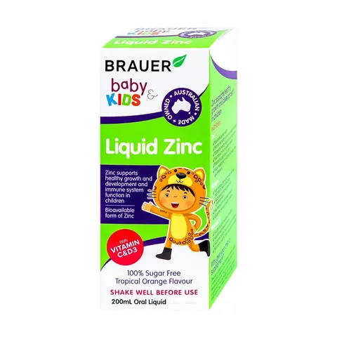 Siro Brauer Liquid ZinC hỗ trợ bổ sung Kẽm cho trẻ từ 1 tuổi