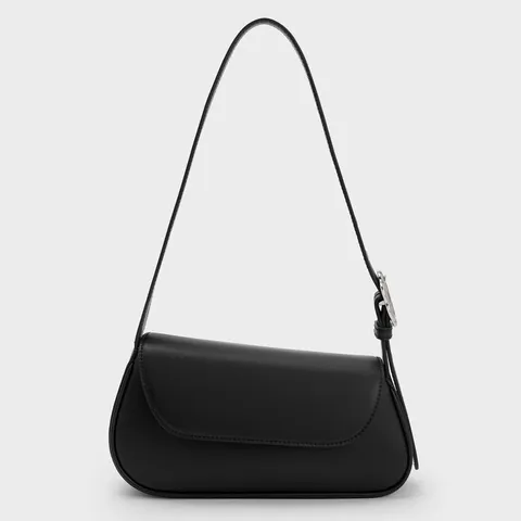 Túi Charles & Keith Petra Asymmetrical Front Flap Bag CK2-20782039 Black