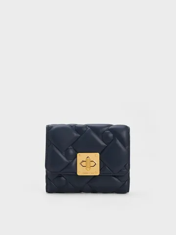 Ví Charles & Keith Tillie Quilted Wallet CK6-10770598 Navy