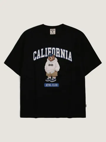 Áo phông Whoau California gấu Steve WHRPD2411U màu đen