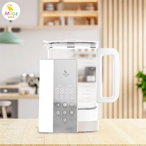 Bình Đun Nước Pha Sữa Moaz Bébé MB-043 1.5L - Cảm Ứng, Giữ Nhiệt, Tự Động Ngắt, Đèn Ngủ Thông Minh, Tiện Lợi Cho Bé Yêu