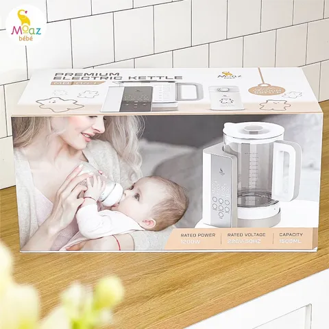 Bình Đun Nước Pha Sữa Moaz Bébé MB-043 1.5L - Cảm Ứng, Giữ Nhiệt, Tự Động Ngắt, Đèn Ngủ Thông Minh, Tiện Lợi Cho Bé Yêu