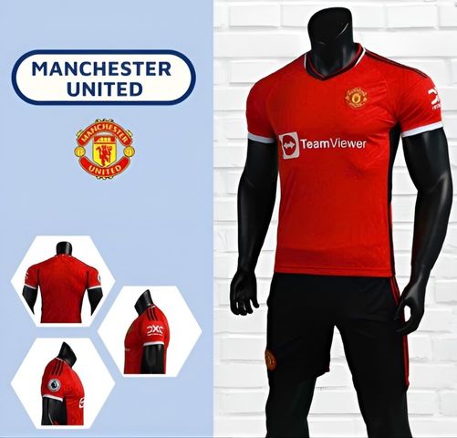 Bộ quần áo đá bóng Manchester United 2023-2024 - Chất liệu thun lạnh, thấm hút, nhiều size - Hàng chính hãng cho fan MU