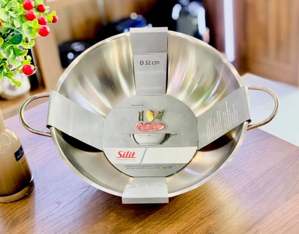 Chảo Xào Sâu Lòng Silit Wok 32cm Thép Không Gỉ - Đa Dụng Cho Bếp Từ, Bếp Ga, Bếp Hồng Ngoại - Nấu Nướng Tiện Lợi, Chính Hãng Đức