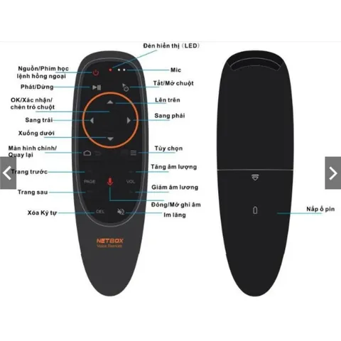 Điều Khiển Chuột Bay Tìm Kiếm Bằng Giọng Nói Netbox V2 - Remote Tivi Không Dây Tương Thích Android TV Box, Hỗ Trợ Voice Search