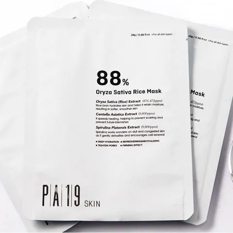 Hộp 10 miếng mặt nạ chiết xuất gạo đen PA19 Skin 88% Oryza Sativa Rice Mask