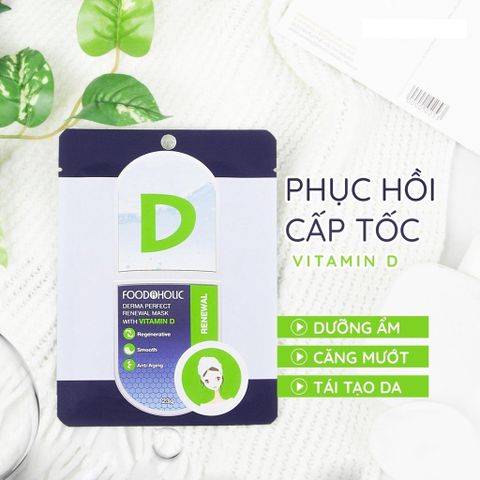 Mặt Nạ Foodaholic Vitamin D Renewal Hỗ Trợ Phục Hồi Tái Tạo Da - Giải Pháp Cho Da Mụn, Đổ Dầu, Độ Ẩm Hoàn Hảo, Hộp 10 Miếng
