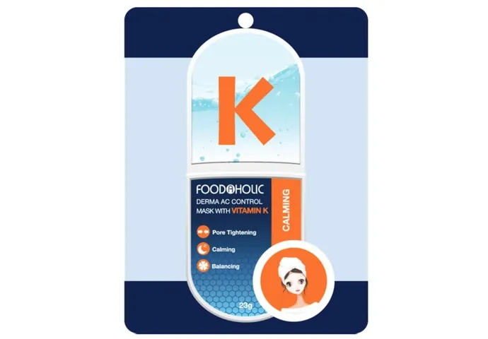 Mặt nạ Foodaholic Vitamin K hỗ trợ giảm mụn, tái tạo da