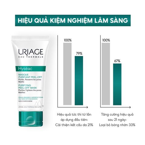 Mặt Nạ Lột Uriage Hyséac Masque Purifiant Peel-Off 40ml - Giảm Thâm Mụn, Kiểm Soát Dầu, Se Khít Lỗ Chân Lông Cho Da Dầu, Mụn