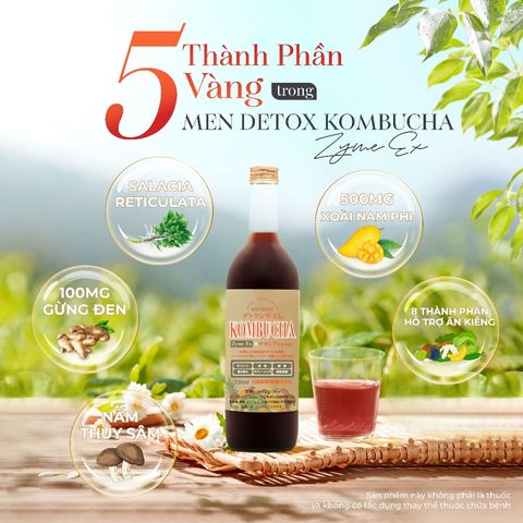 Nước Uống Hỗ Trợ Detox Làm Đẹp Da Kombucha Zyme EX 720ml - Giải Độc, Cải Thiện Tiêu Hóa & Tăng Cường Miễn Dịch