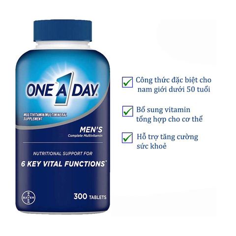 Viên Uống Vitamin Tổng Hợp One A Day Men's Multivitamin Bổ Sung Dinh Dưỡng Chuyên Dành Cho Nam Giới Dưới 50 Tuổi - 300 Viên Chính Hãng Mỹ